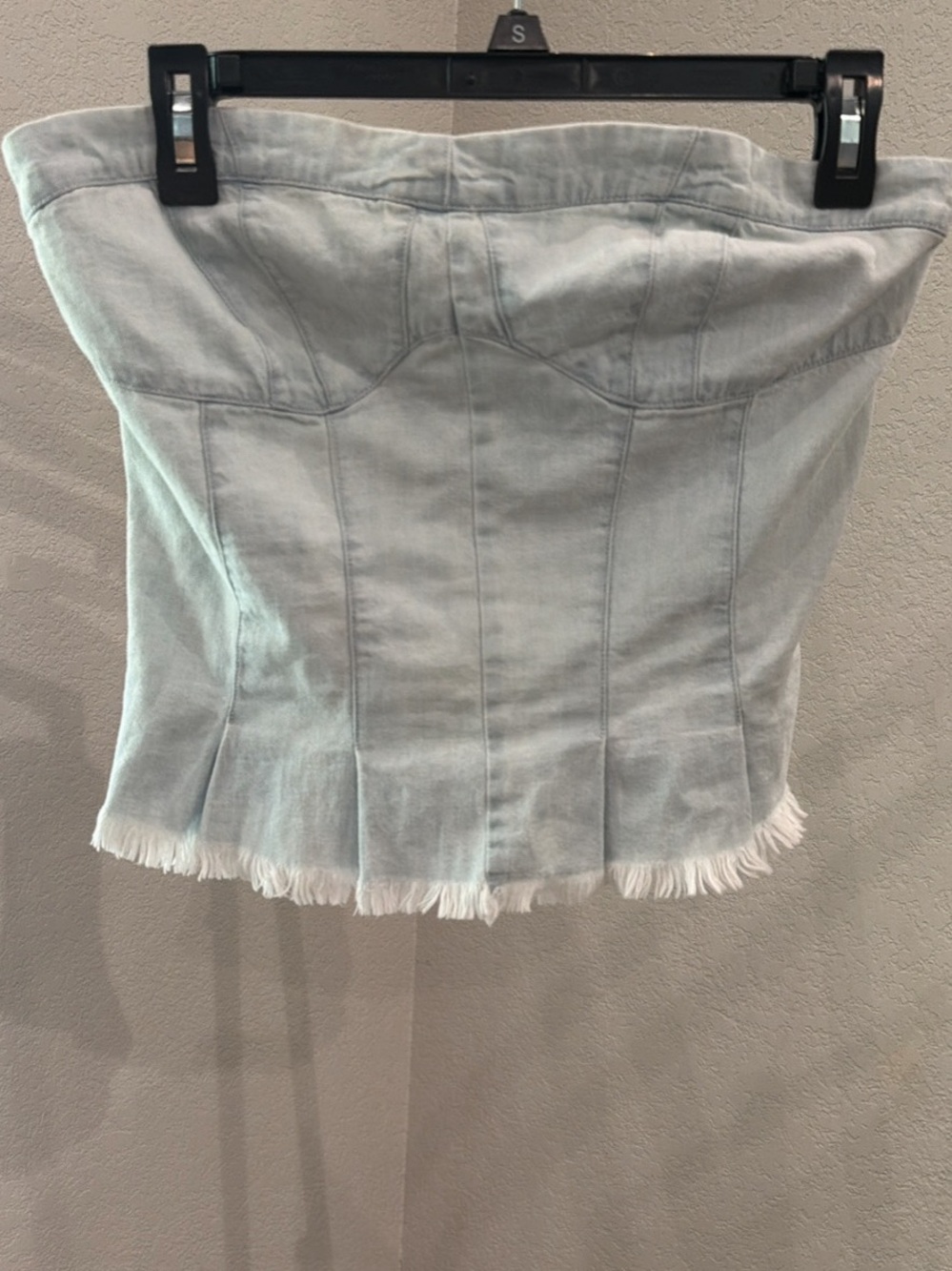 Free People Light Blue Strapless Denim Corset Top